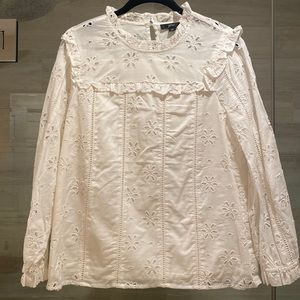 J Crew long sleeve eyelet blouse